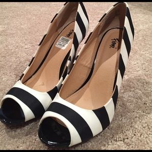 Black and white heels