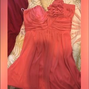 Short coral one shoulder dress