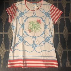 J. McLaughlin Signature Coral Print Cap Sleeve Tee