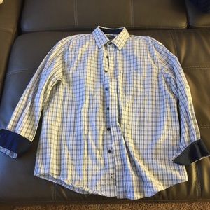 Tasso Elba Blue and White Dress Shirt