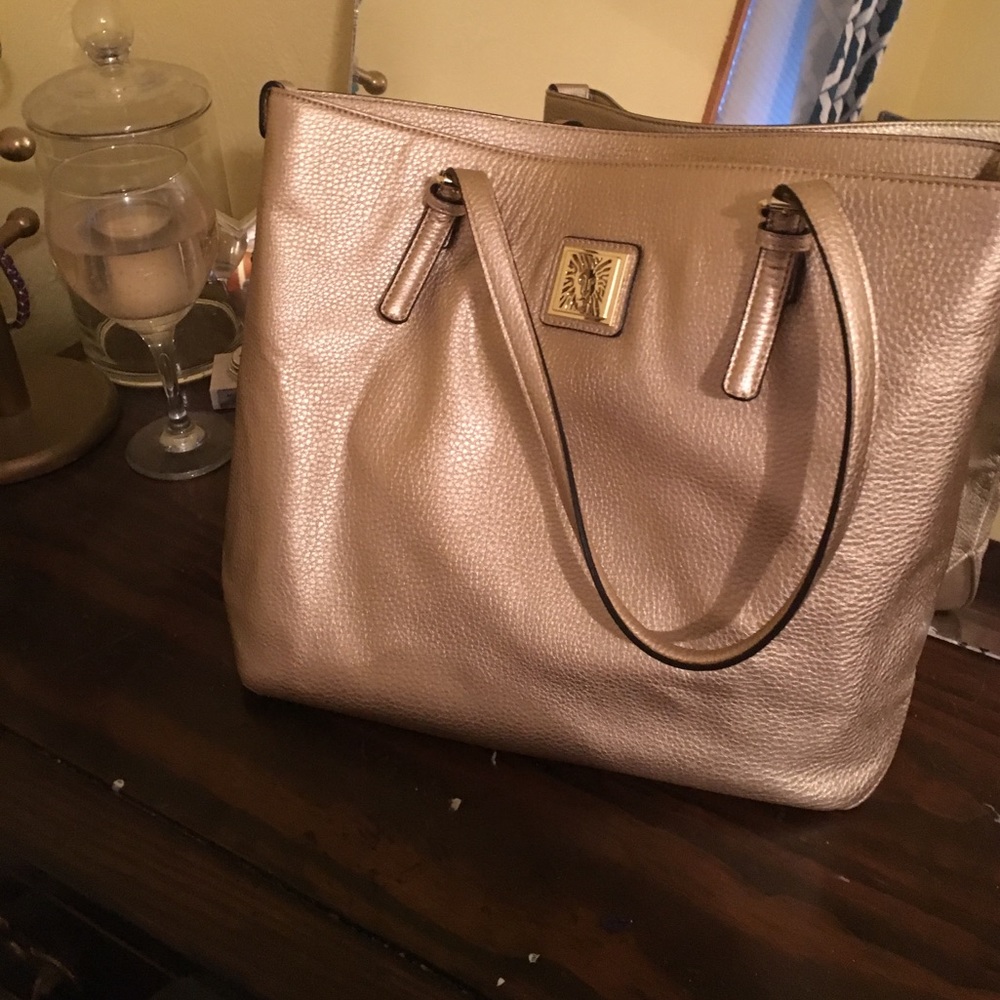 Gold Anne Klein tote.  Large