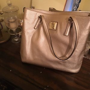 Gold Anne Klein tote.  Large