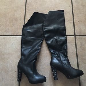 Torrid Studded high heel knee high boots