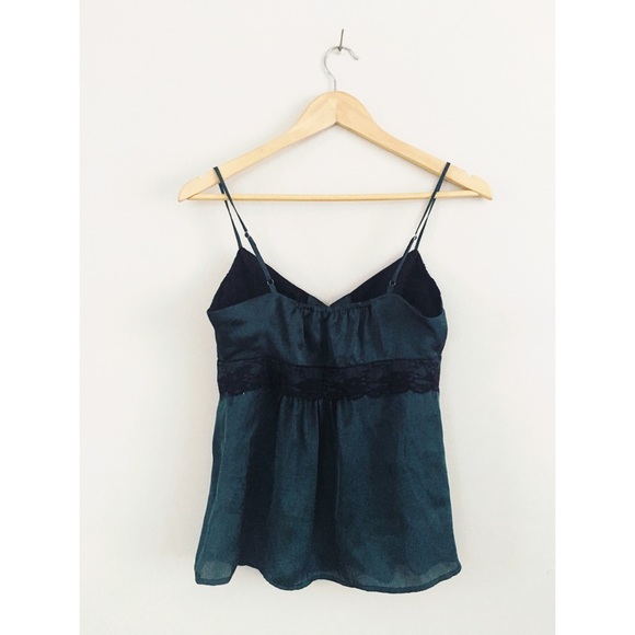 Jewel emerald green black lace Cami Tank Top S - Picture 2 of 5