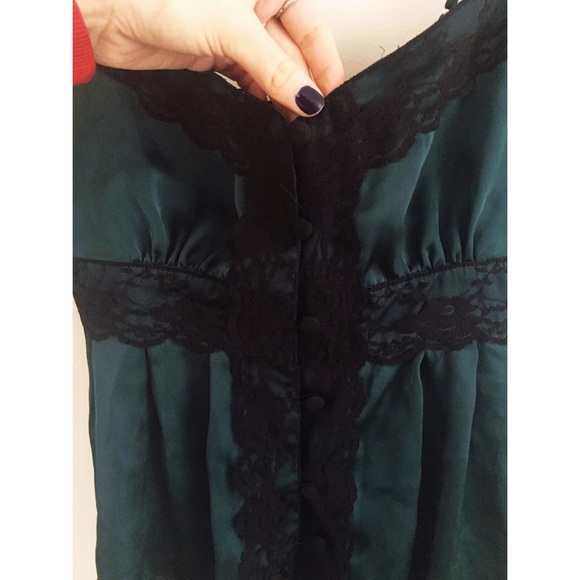 Jewel emerald green black lace Cami Tank Top S - Picture 5 of 5