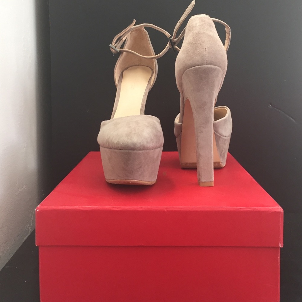 Zara classy grey suede platform strapped heels.