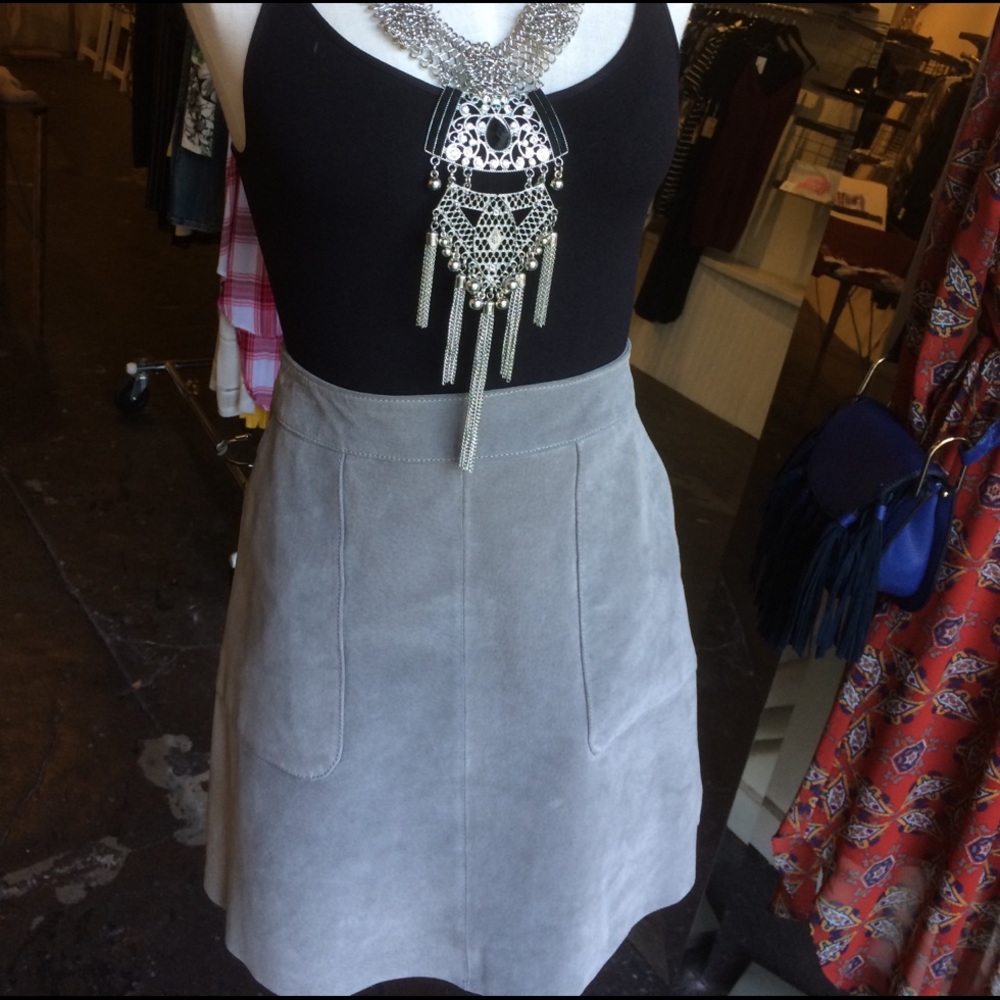 Suede gray mini-skirt