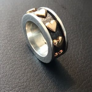 King Baby Studio Spinner Ring w/ 18kt Gold Hearts