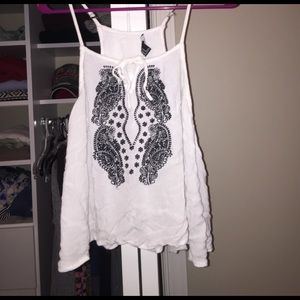 Forever 21 White Printed Tank Top