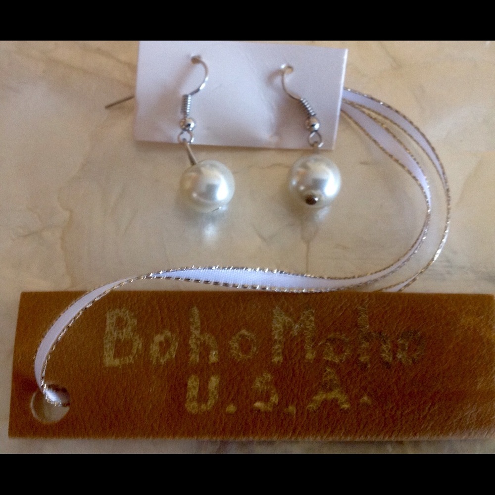 White pearl earrings