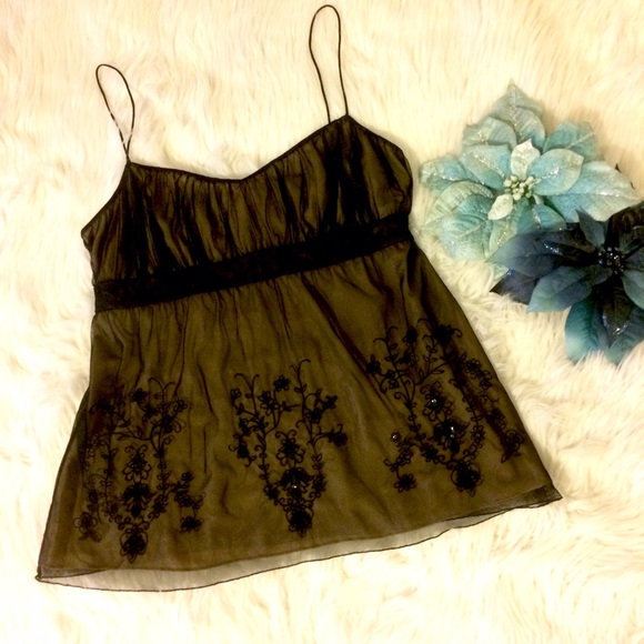 LOFT Tops - Ann Taylor Sheer Embellished Camisole Top