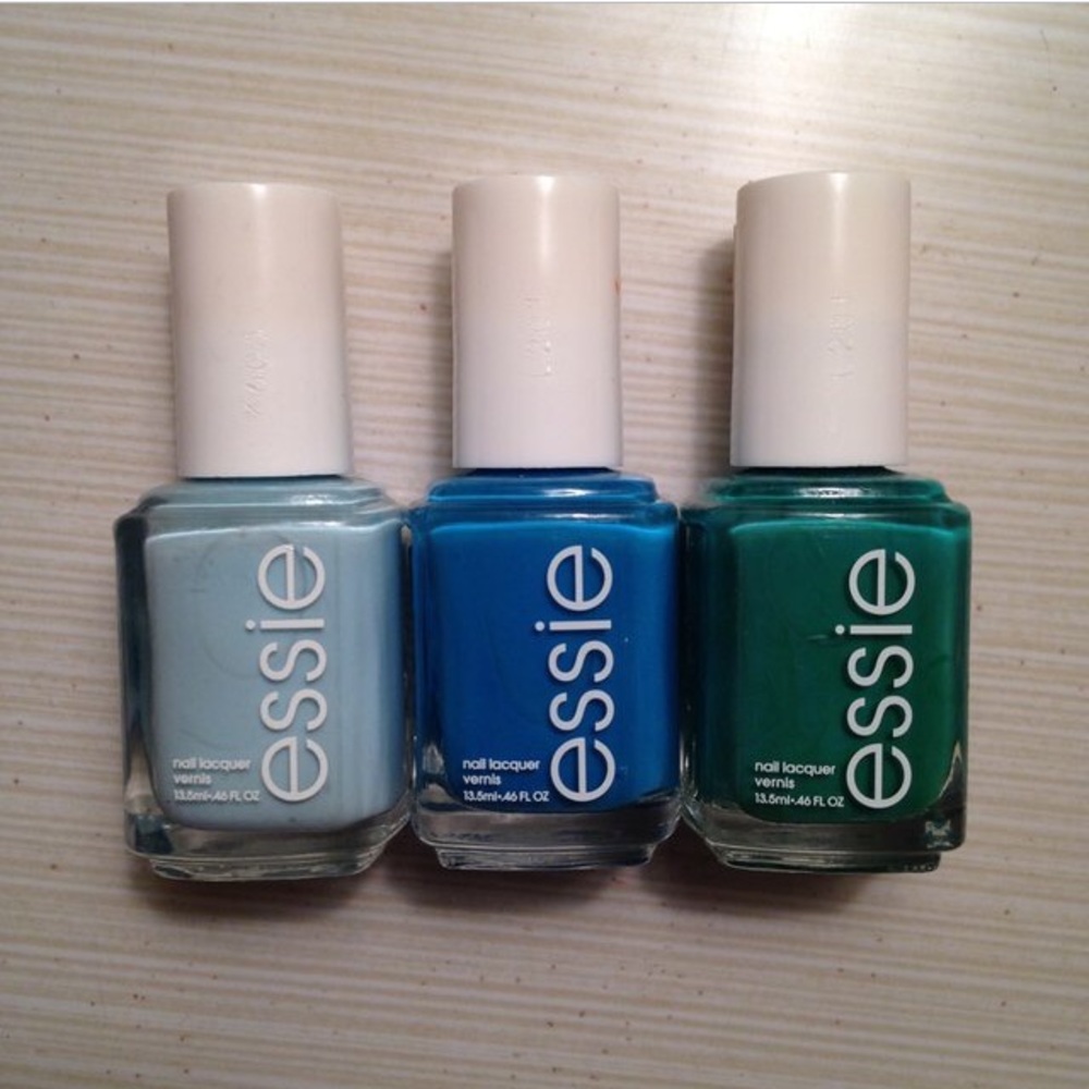 3 BLUE GREEN TEAL AQUA ESSIE NAIL POLISHES