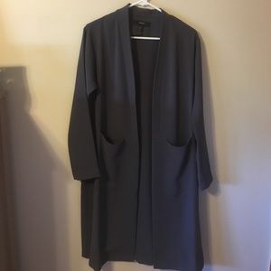 Long dark grey duster coat