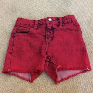 Red jean shorts