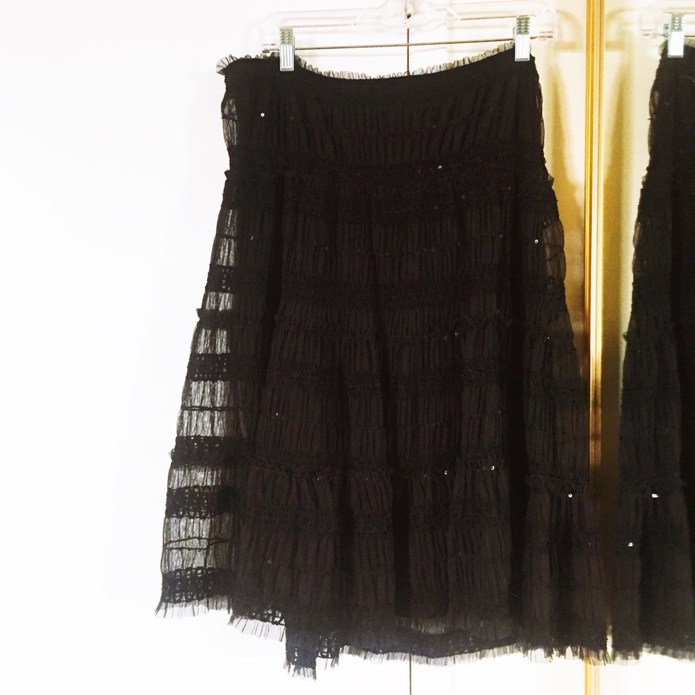 black sequin chiffon skirt