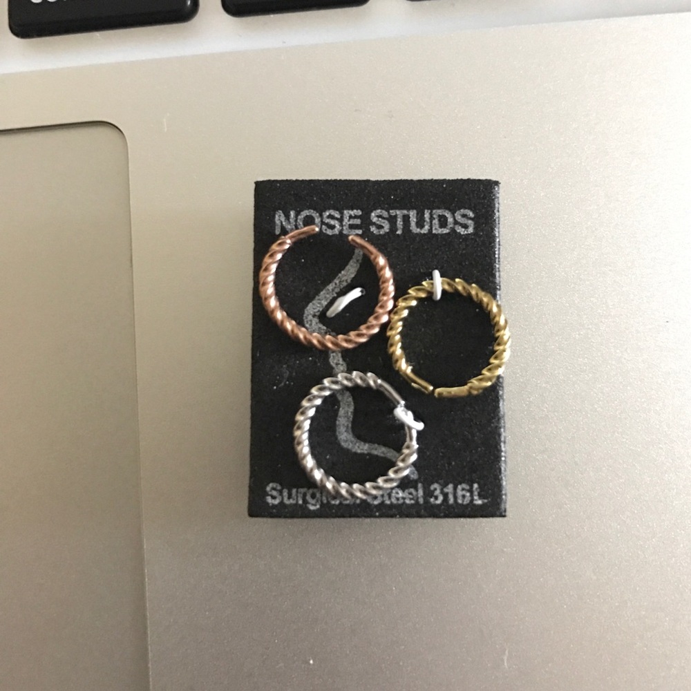 18G nose rings - set of 3