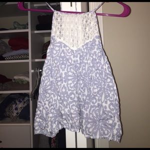 Light Blue Printed Tank Top