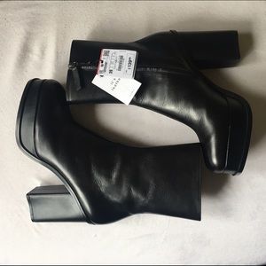 Zara leather platform boots