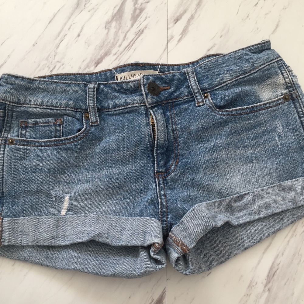 Cuffed Denim Light Wash Shorts