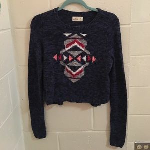 SM HOLLISTER NAVY PRINTED SWEATER