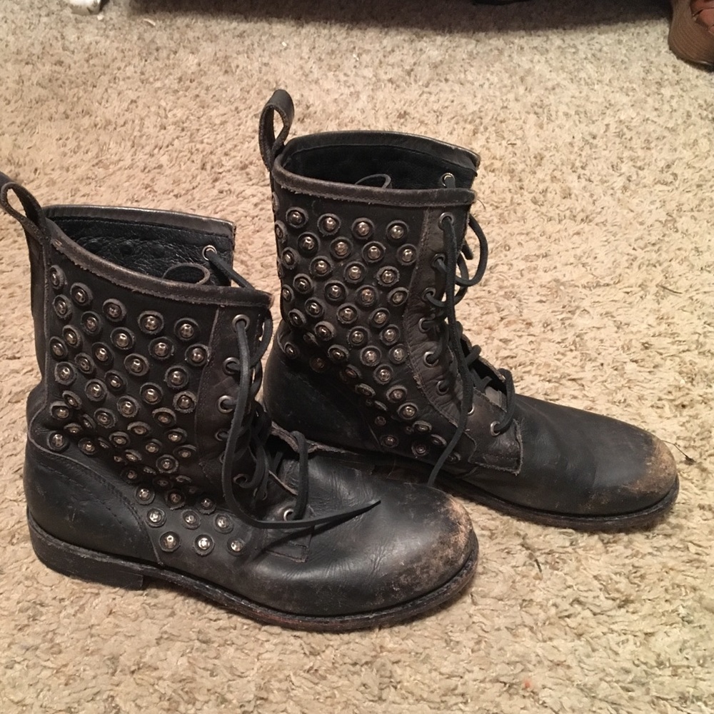 Frye studded combat boots