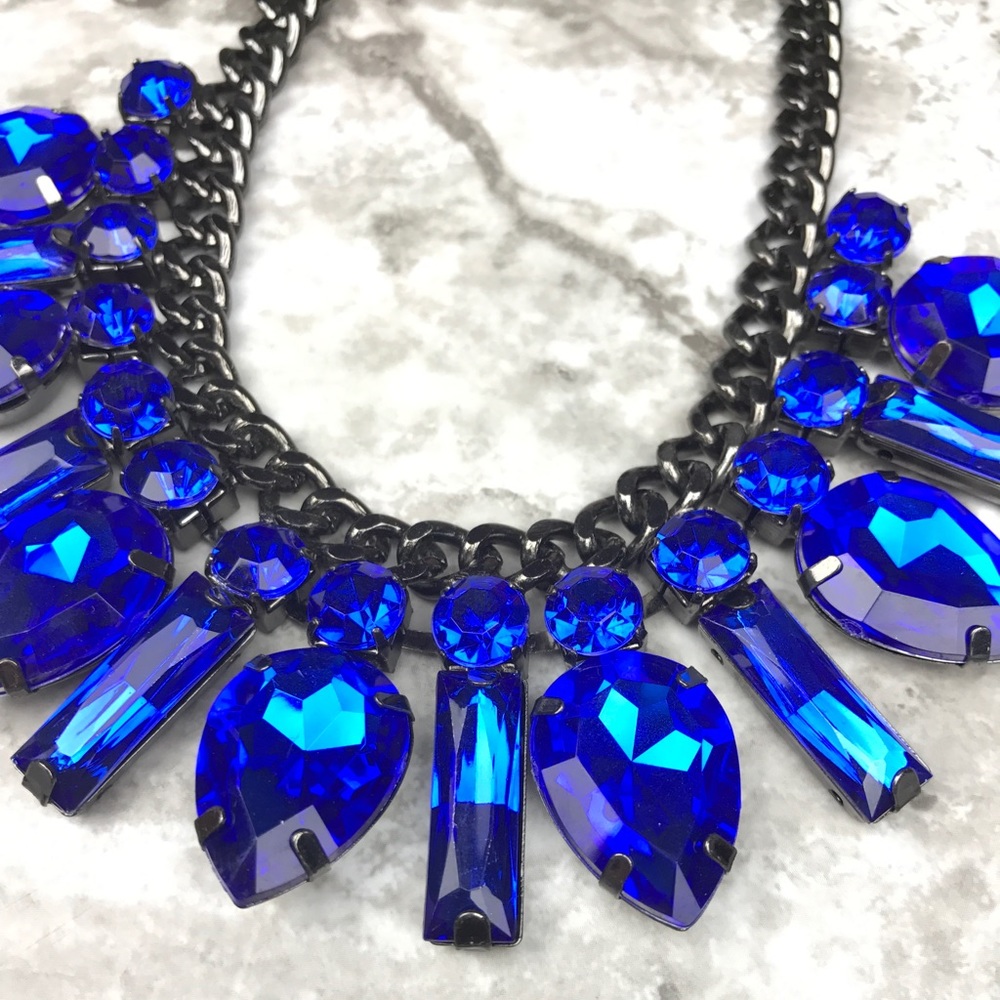 Blue and Gunmetal Statement Necklace
