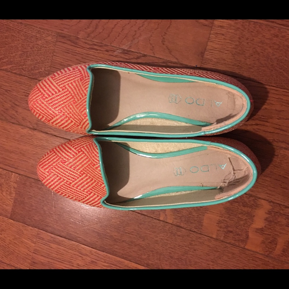 Orange and white striped flats