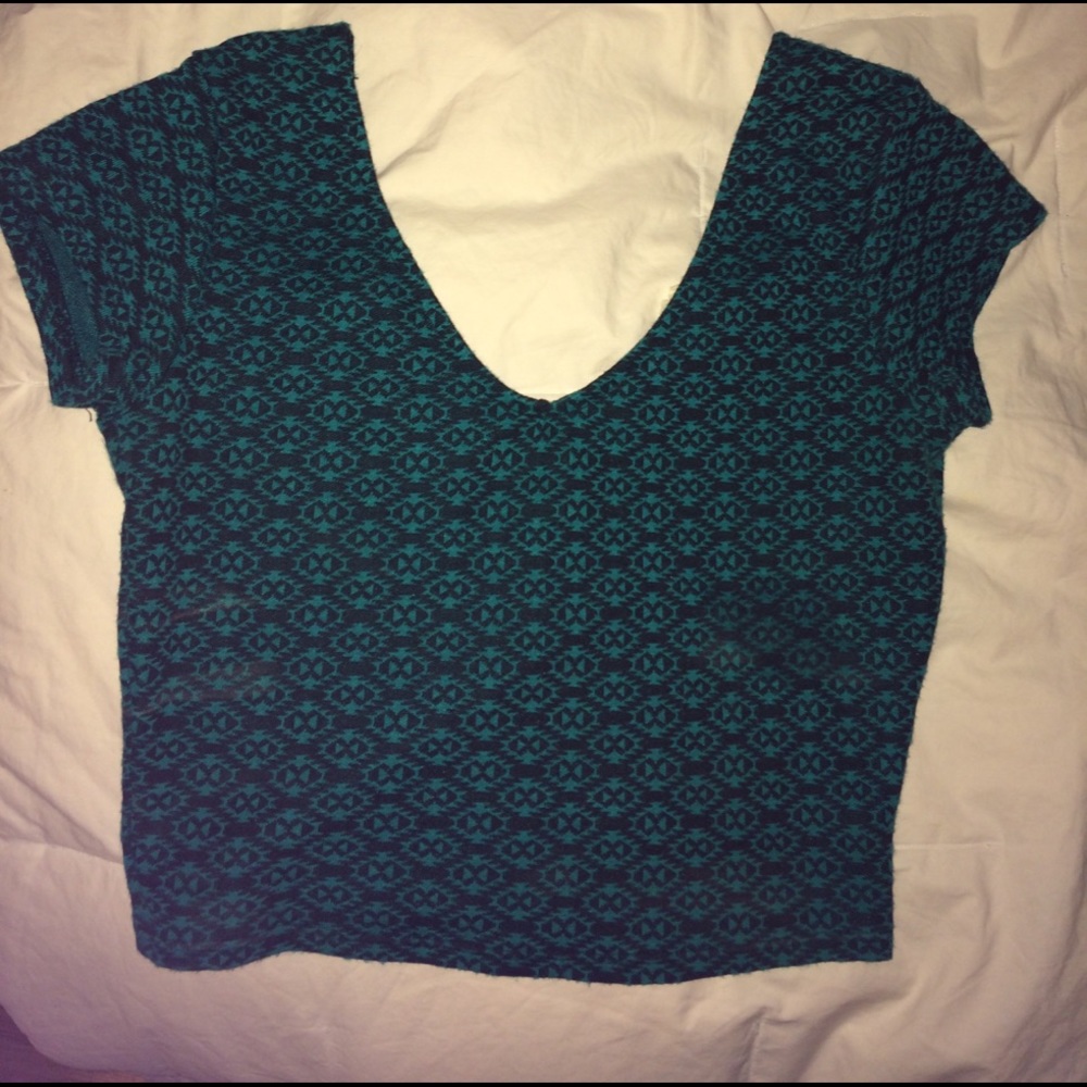 Blue Aztec Crop Top