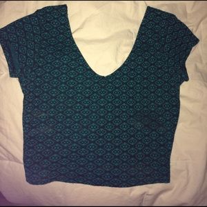 Blue Aztec Crop Top