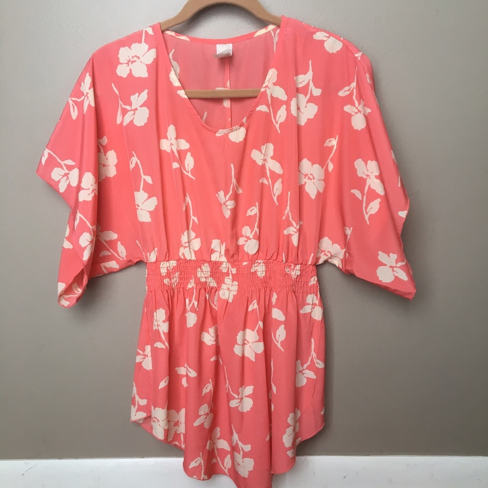 Coral floral blouse