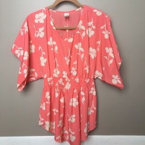 Coral floral blouse
