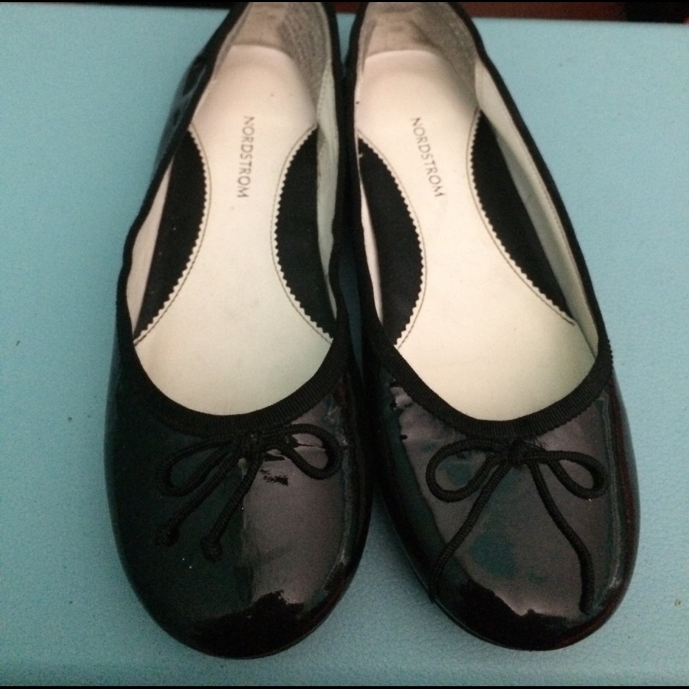 Girls Black genuine leather ballet flats size 1