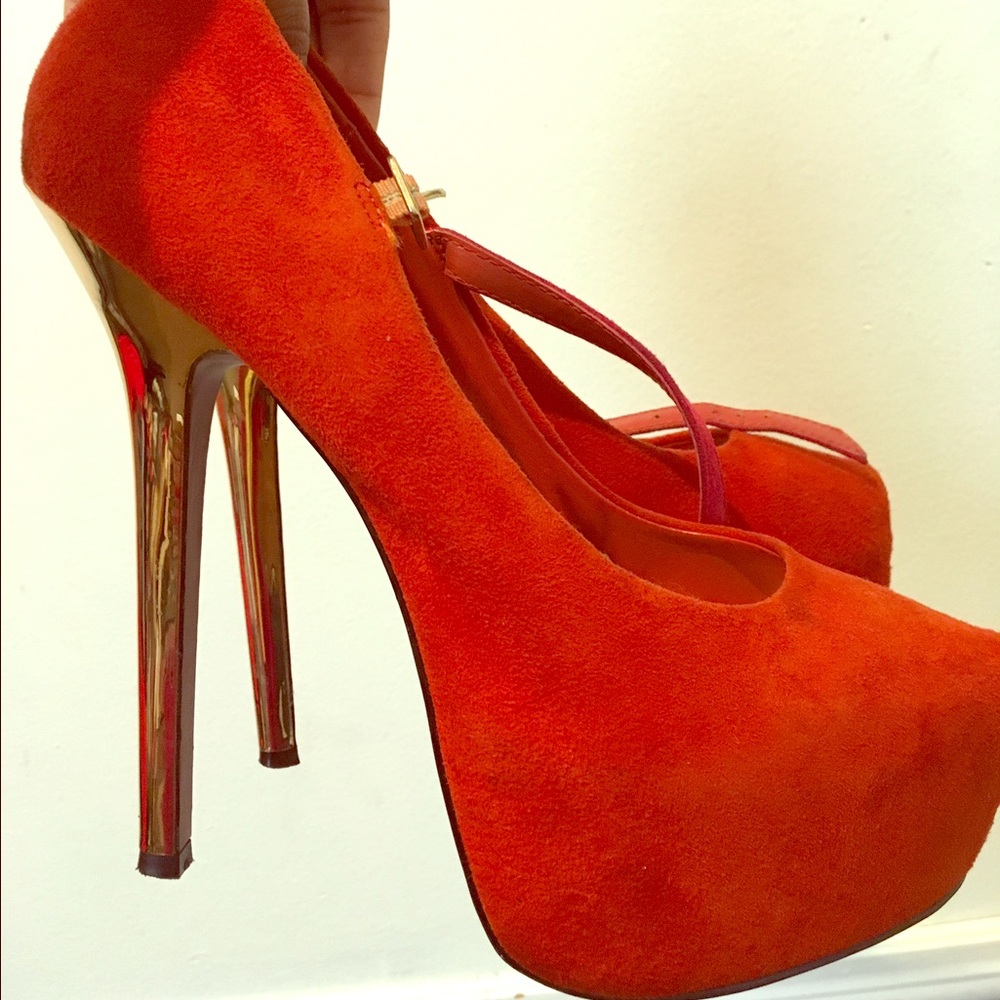 Suede burnt orange Stiletto heels