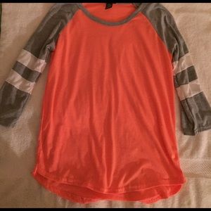 Orange Quarter sleeve Baseball tee