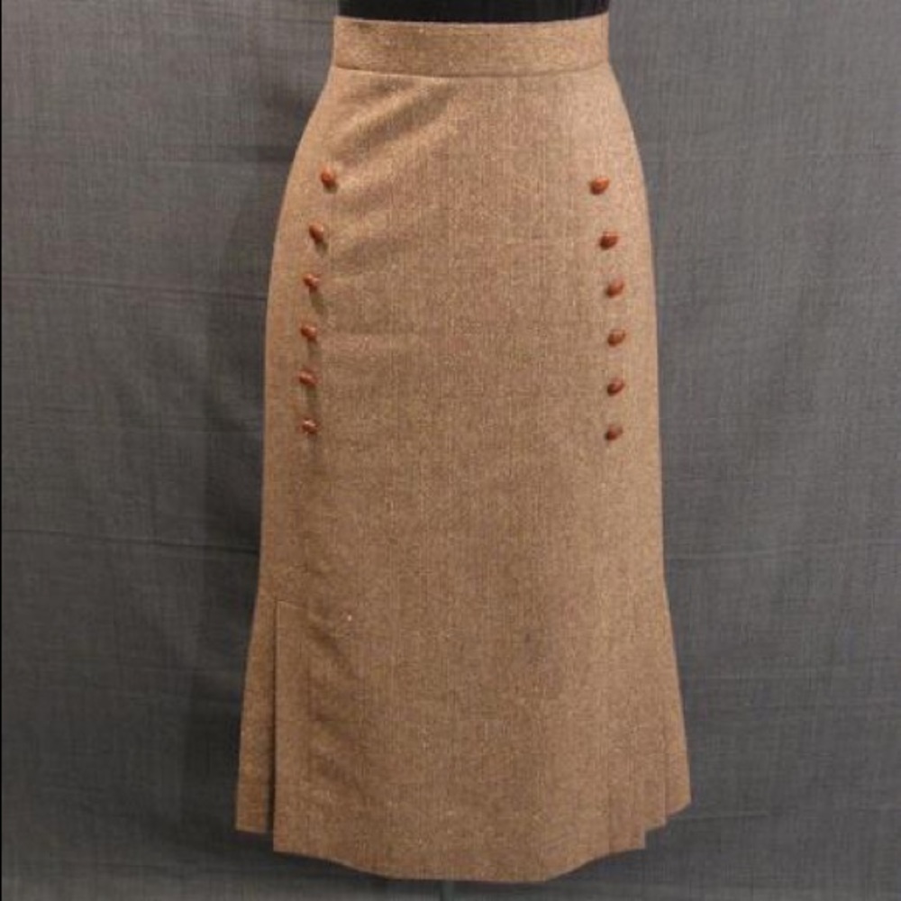 ISO brown tweed wool midi skirt