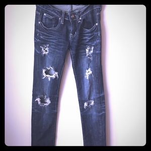 Machine Distressed Jeans