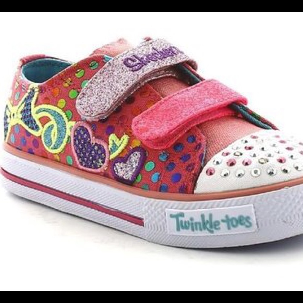 Girls pink Sketchers Burst of fun twinkle toes sz2