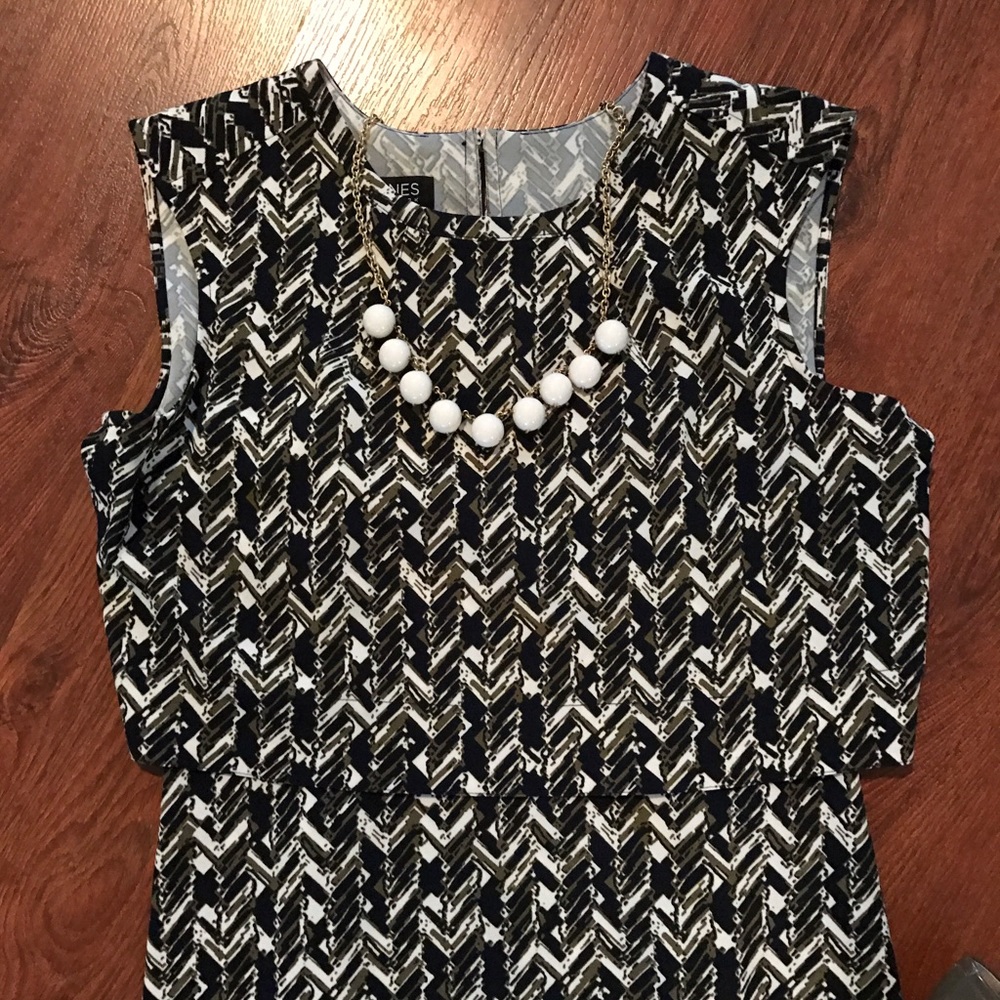 NWT! Jones New York Navy Olive Cream Dress Size 4 - Picture 5 of 7