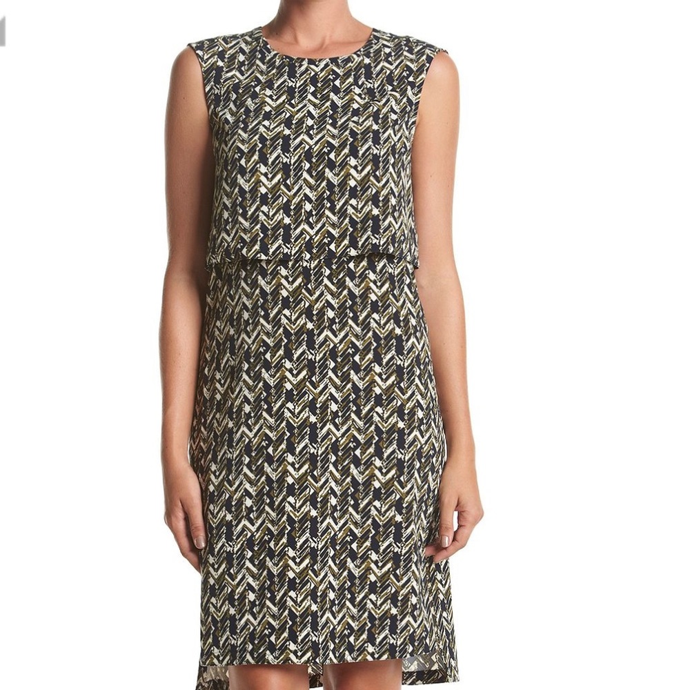 NWT! Jones New York Navy Olive Cream Dress Size 4 - Picture 3 of 7