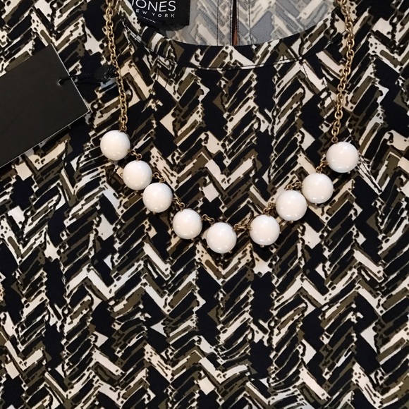 NWT! Jones New York Navy Olive Cream Dress Size 4 - Picture 4 of 7