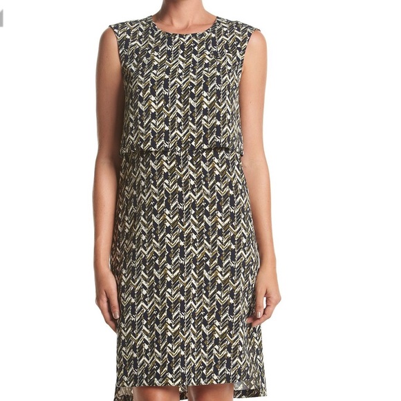 NWT! Jones New York Navy Olive Cream Dress Size 4 - Picture 3 of 7
