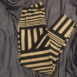 tan and black stripe leggings