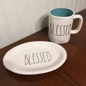 Rae Dunn "Blessed" Mug & Dish Set