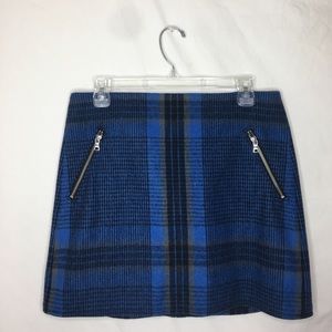 Blue plaid mini skirt