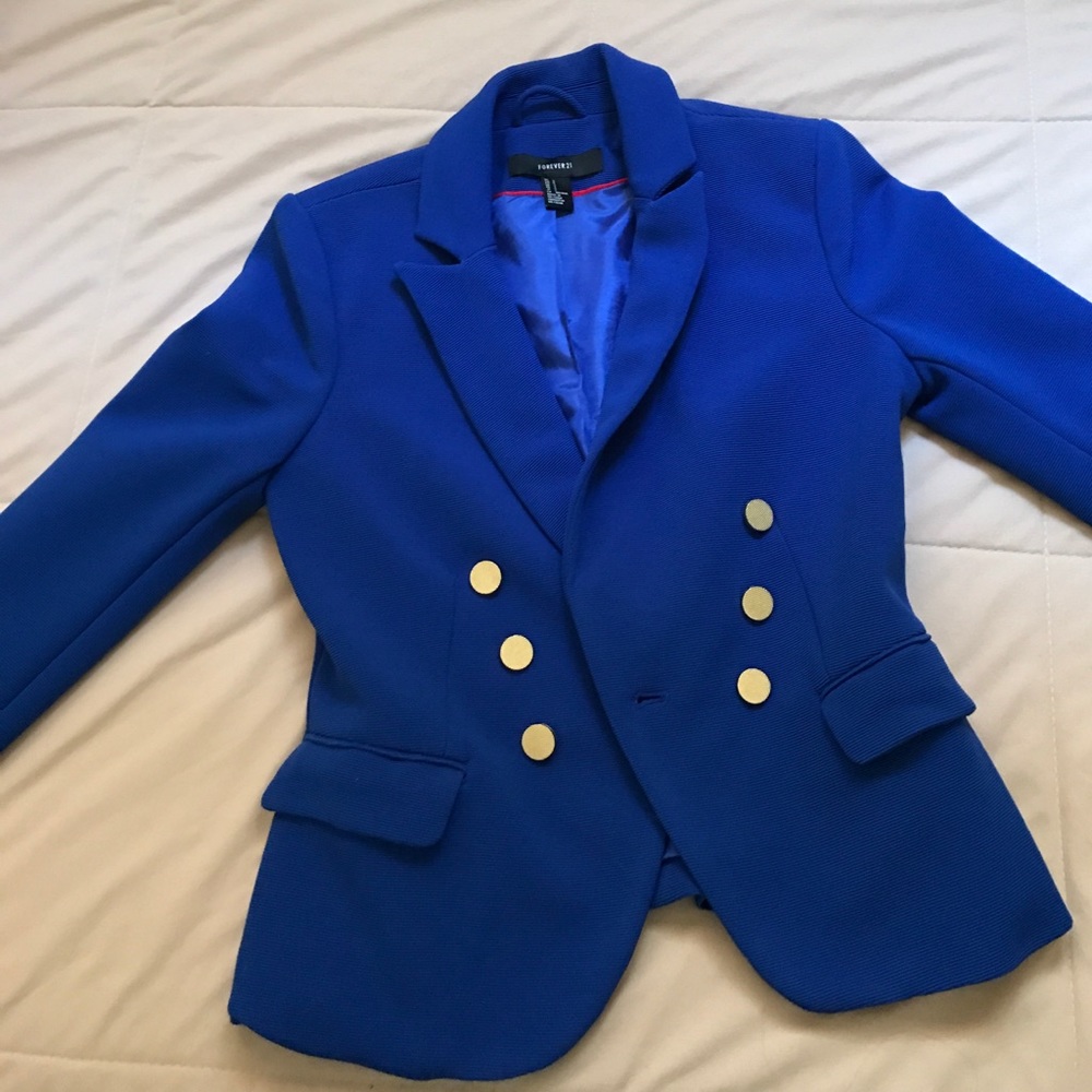 Royal blue ribbed blazer