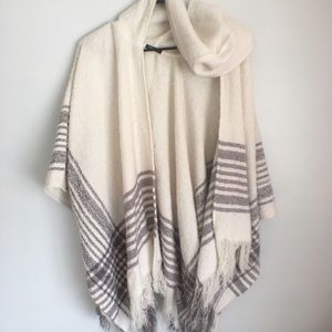 White/cream with gray stripes shrug