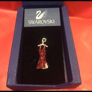NWT Swarovski Crystal Red Dress Pin