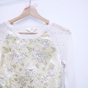 Anthropologie || Embroidered Gold Sweater