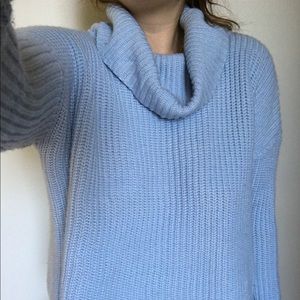 Knit light blue turtle neck sweater