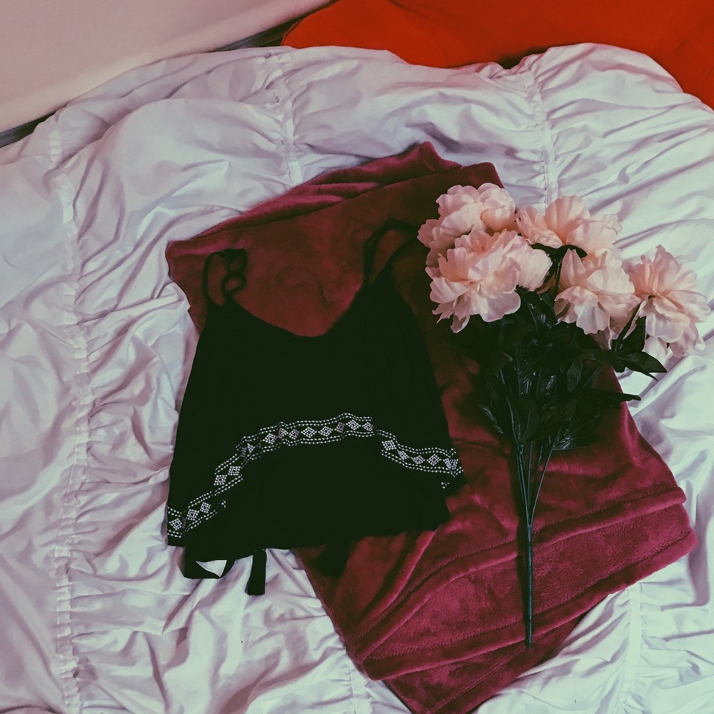 Black and white layered crop top.